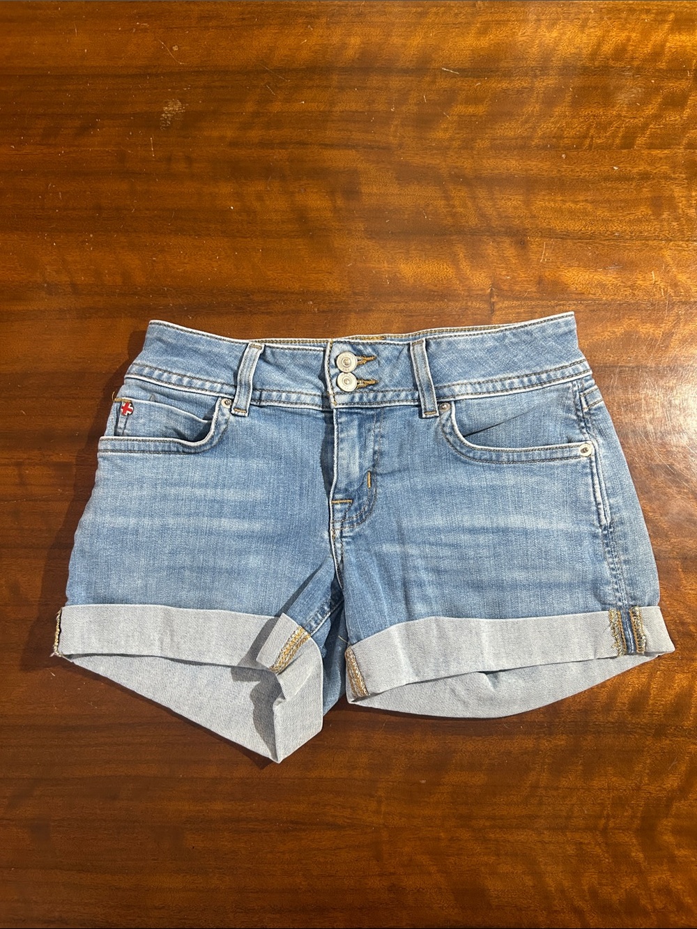 Hudson Jeans Light Blue Cuffed Denim Shorts